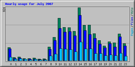 Hourly usage for July 2007